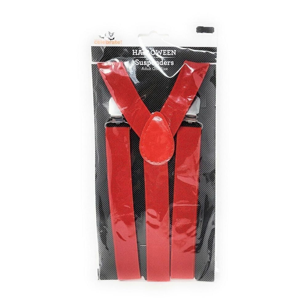 Way to Celebrate! Halloween or Christmas Red Suspenders Adult One Size